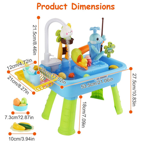 3-in-1 Kids Kitchen Sink Toy with Electric Faucet
