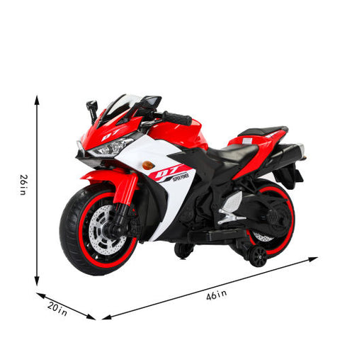 12V Kids Ride-On Electric Motorcycle with Training Wheels