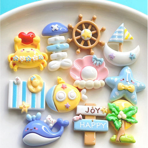 25-Piece Ocean and Beach Theme Mini Resin Decor Set