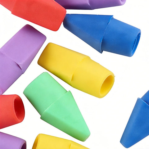30-Piece Colorful Pencil Top Eraser Caps Set