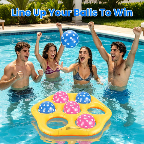 Inflatable Tic-Tac-Toe Pool Game Set With 7 Balls