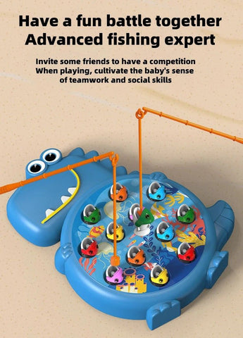 Dinosaur Magnetic Fishing Game Toy With 12 Fish and 2 Rods