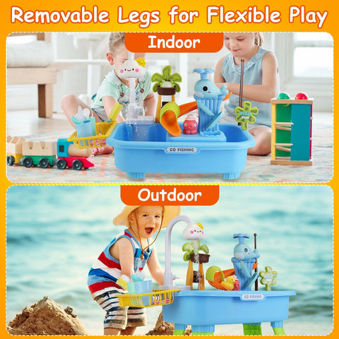 3-in-1 Kids Kitchen Sink Toy with Electric Faucet