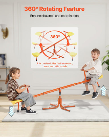 Kids 360-Degree Swivel Teeter Totter Seesaw with 100 lb Capacity