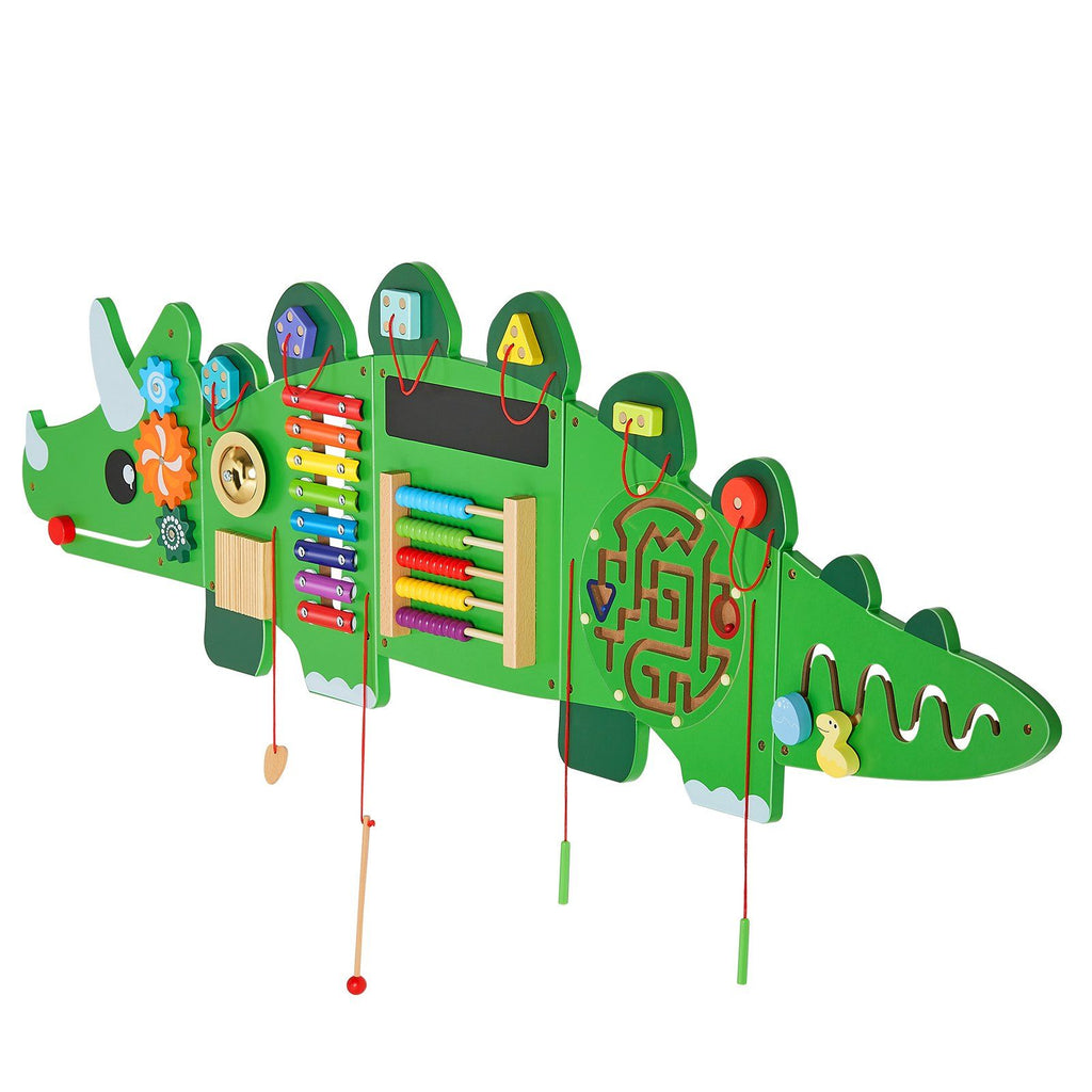 11-Activity Dinosaur Sensory Wall Busy Board Panel for Kids