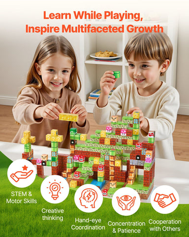 100-Piece Magnetic Building Blocks STEM Montessori Sensory Toys Set