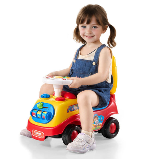 Toddler Ride-On Push Car With Music Steering Wheel