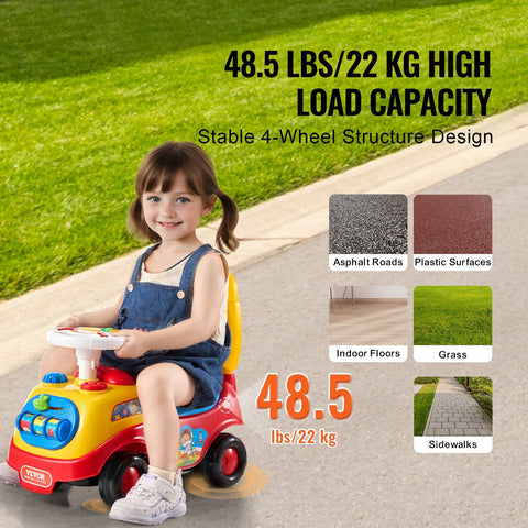 Toddler Ride-On Push Car With Music Steering Wheel