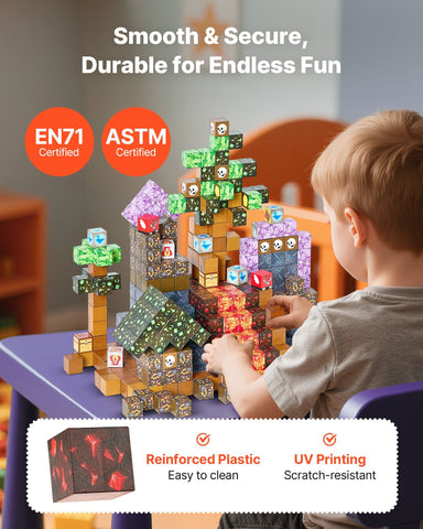 100-Piece Dark Castle Magnetic Blocks Sensory STEM Toy Set