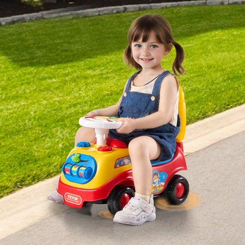 Toddler Ride-On Push Car With Music Steering Wheel