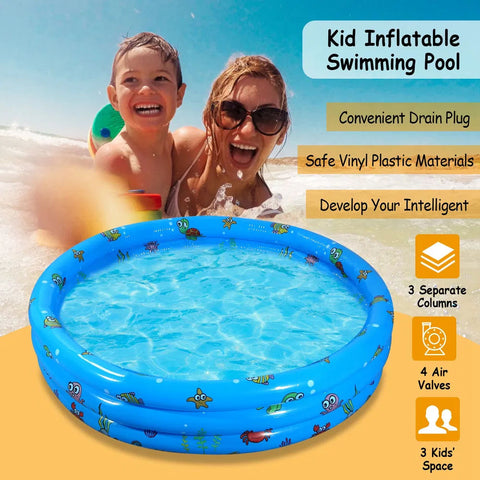 51x13 In Inflatable Swimming Pool for 3 Kids