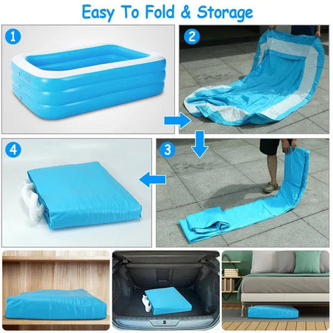 120-Inch Inflatable Family Swimming Pool | Blow-Up Lounge Pool