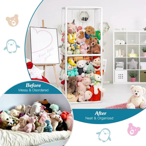 Standing PVC Stuffed Animal Storage Organizer Cage