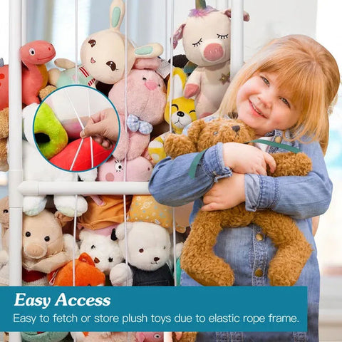Standing PVC Stuffed Animal Storage Organizer Cage