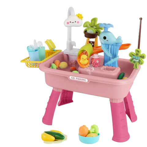 3-in-1 Play Kitchen Sink Toy With Electric Faucet