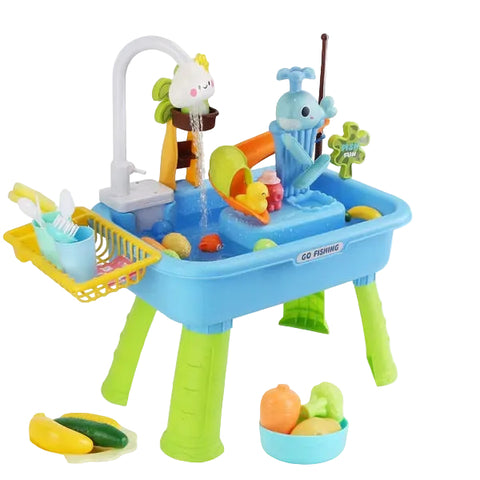 3-in-1 Play Kitchen Sink Toy With Electric Faucet