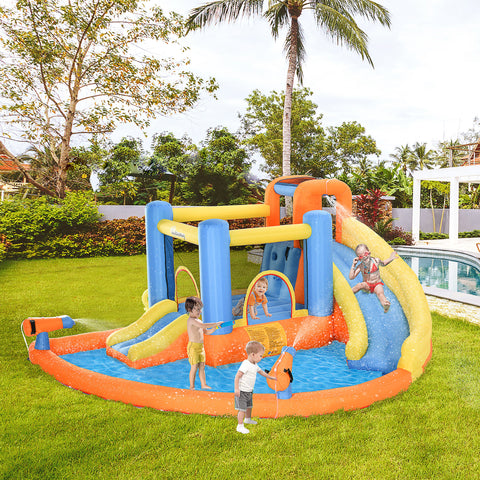 5-in-1 Kids Inflatable Bounce House with Water Pool and Slide