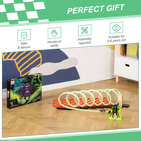 Glowing Criss-Cross Race Track Toy Set with Pull-Back Car