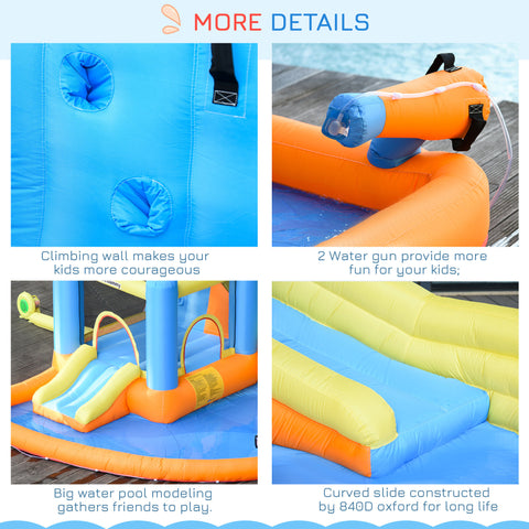 5-in-1 Kids Inflatable Bounce House with Water Pool and Slide