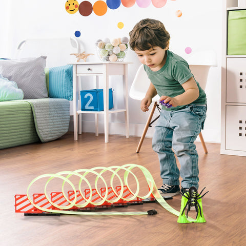Glowing Criss-Cross Race Track Toy Set with Pull-Back Car