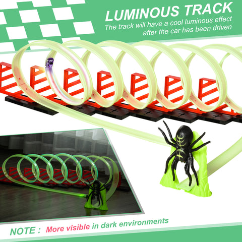 Glowing Criss-Cross Race Track Toy Set with Pull-Back Car