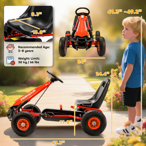 Kids Pedal Go Kart with Adjustable Seat