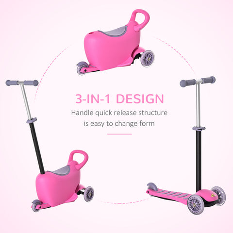 3-in-1 Kids Ride On Push Car | Adjustable Scooter Walker