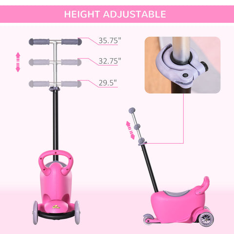 3-in-1 Kids Ride On Push Car | Adjustable Scooter Walker