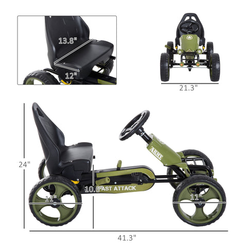 Pedal Go Kart with Adjustable Seat for 3-6 Year Olds