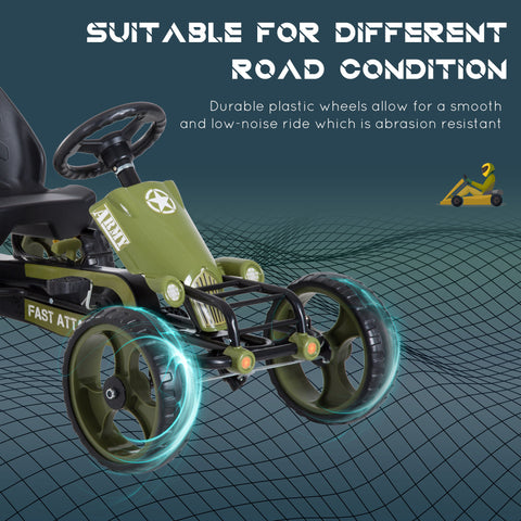 Pedal Go Kart with Adjustable Seat for 3-6 Year Olds