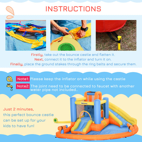 5-in-1 Kids Inflatable Bounce House with Water Pool and Slide
