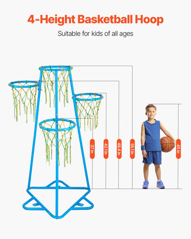 4-Hoop Portable Kids Basketball Stand With Adjustable Heights
