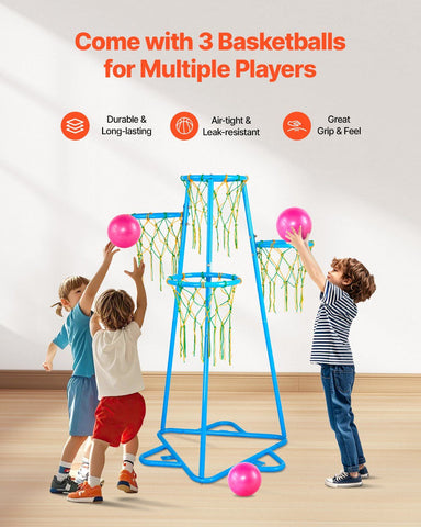 4-Hoop Portable Kids Basketball Stand With Adjustable Heights