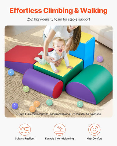 5-Piece Foam Climbing Blocks Set for Toddlers and Preschoolers