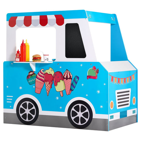 25-Piece Wooden Ice Cream Truck Playset Stand for Kids