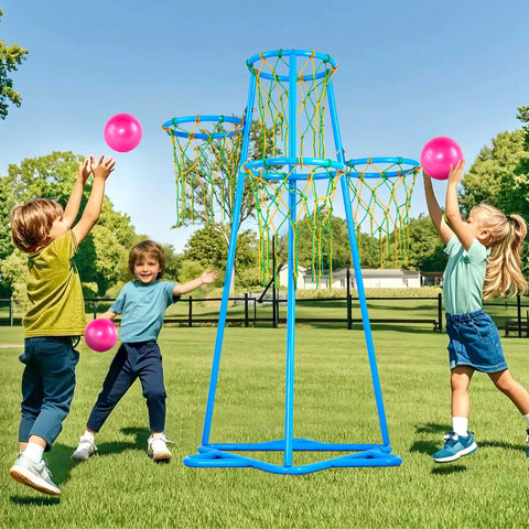 4-Hoop Portable Kids Basketball Stand With Adjustable Heights
