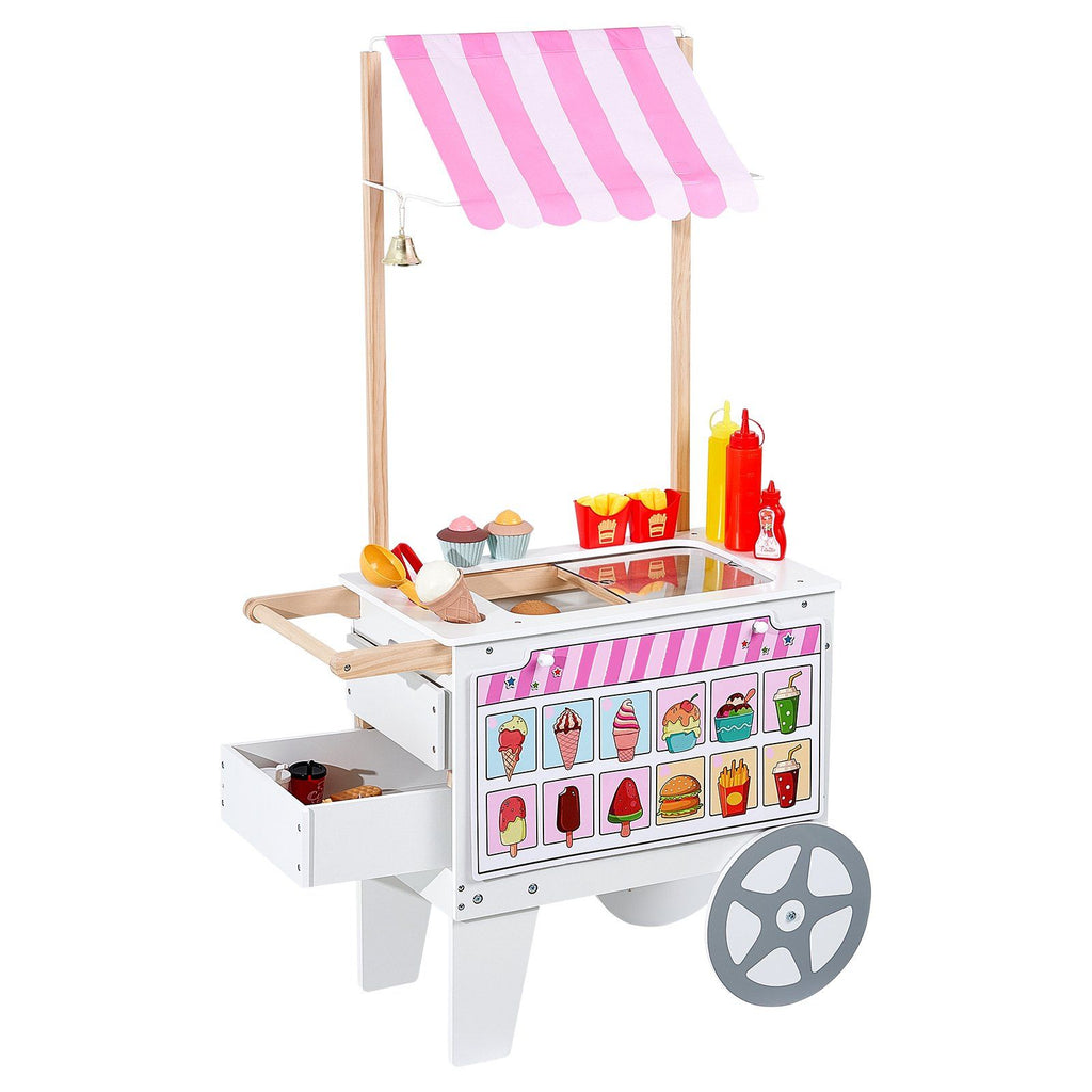 25-Piece Pretend Play Ice Cream Cart Playset for Kids