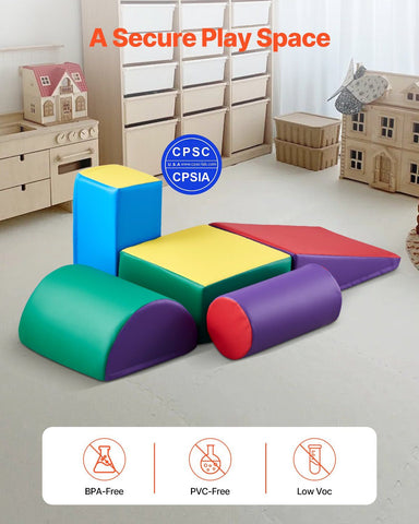 5-Piece Foam Climbing Blocks Set for Toddlers and Preschoolers