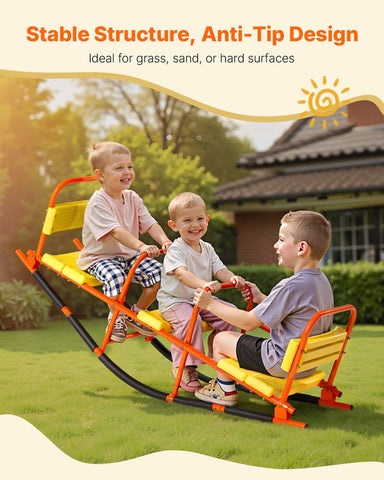 Kids Metal Rocking Seesaw With Handles