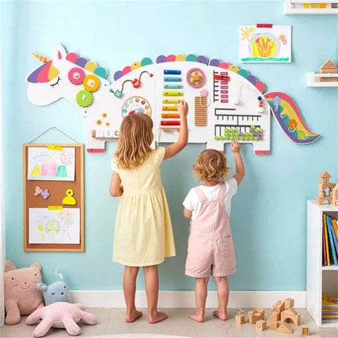 11-in-1 Dinosaur Activity Wall Busy Board Wooden Sensory Toy