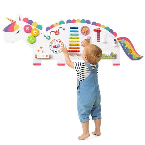 11-in-1 Dinosaur Activity Wall Busy Board Wooden Sensory Toy
