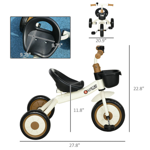 Toddler Tricycle for Kids Age 2-5 with Basket and Bell