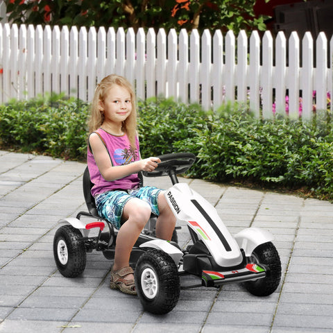 Kids Pedal Go Kart with Adjustable Seat and Rubber Wheels