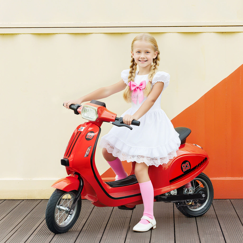 24V Electric Kids' Motorcycle with Rear Suspension, 3-Speed, Red