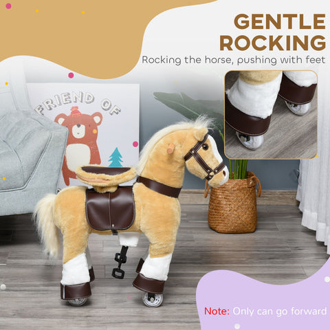 Plush Walking Ride-On Toy Horse for Kids Ages 3-8