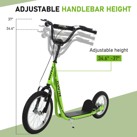 Youth Kick Scooter with Dual Brakes and Inflatable Wheels