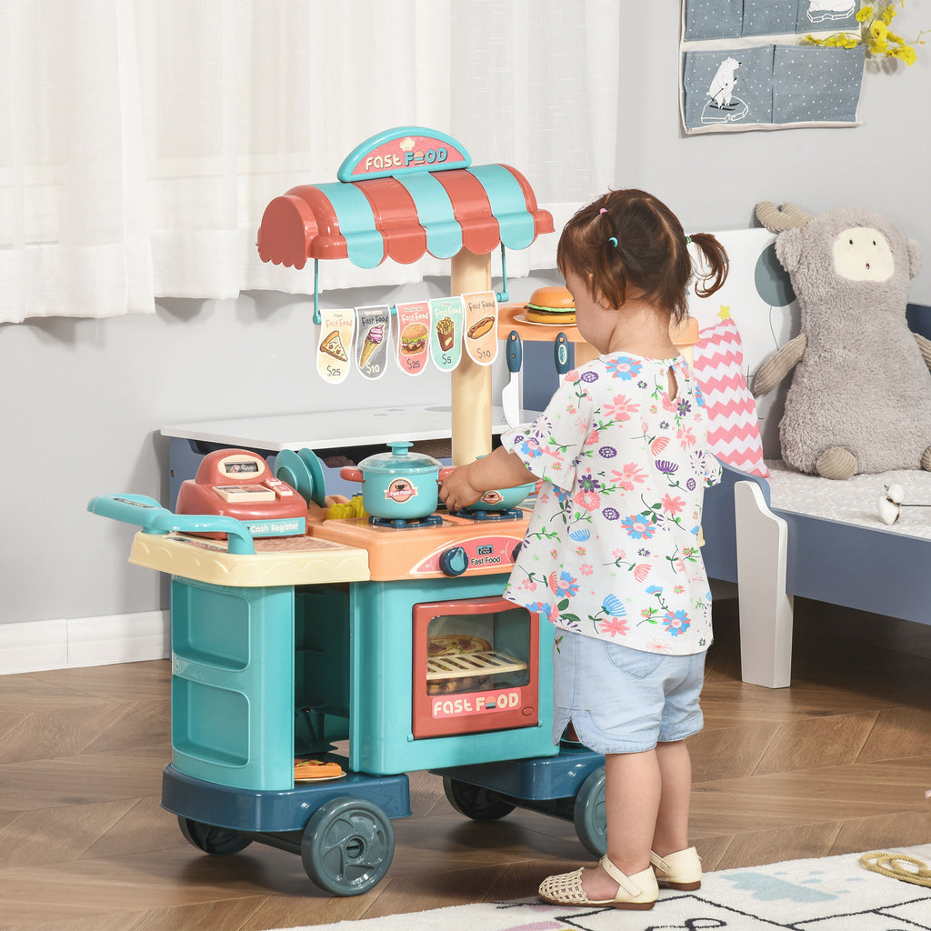 50-Piece Kids Kitchen Food Stand with Cash Register