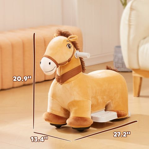 6V Electric Ride-on Horse Toy with Music and PU Wheels
