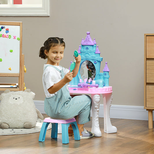 Castle Kids Vanity Set with Mirror and Stool