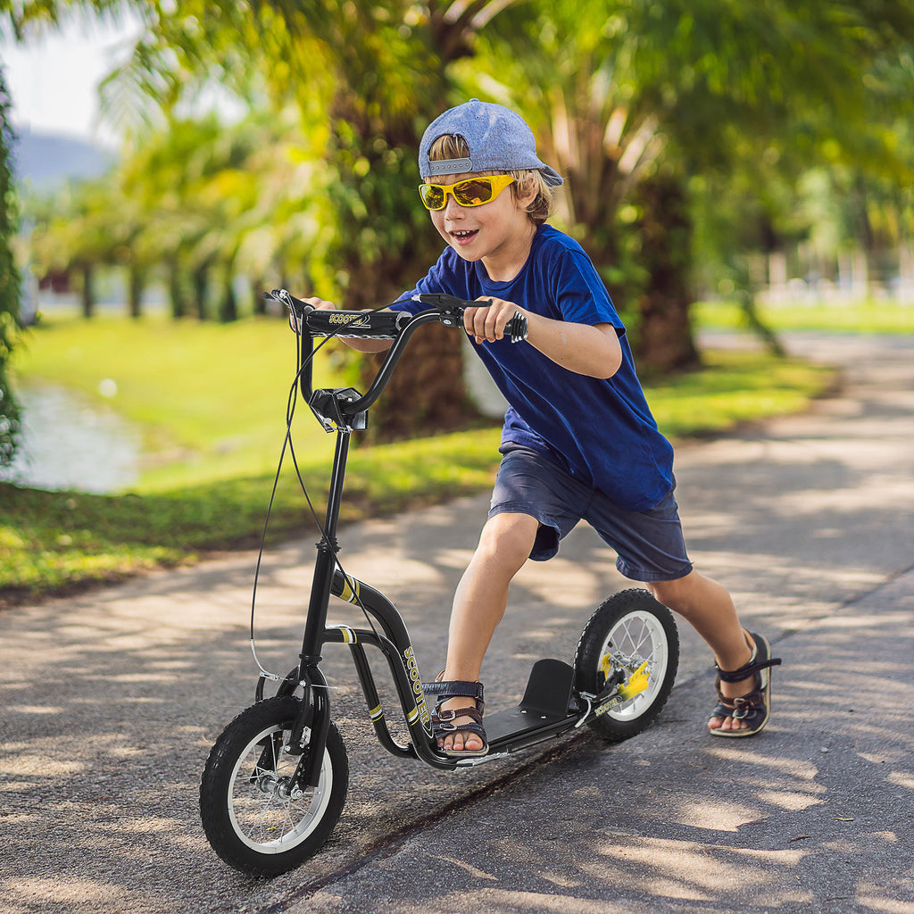 Youth Dual-Brake Kick Scooter with 12-Inch Inflatable Wheels